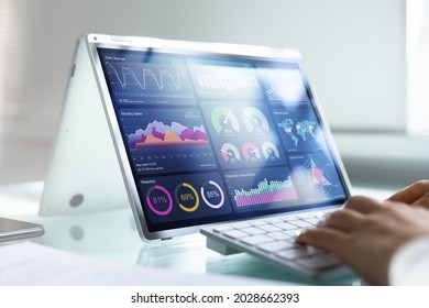 African Advisor Using KPI Dashboard With Financial Analytics Graphs - Shutterstock ID 2028662393