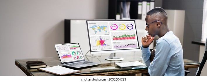 African Advisor Using KPI Dashboard With Financial Analytics Graphs