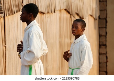 African altar boys. Catholic church.   Togo.  06-30-2014