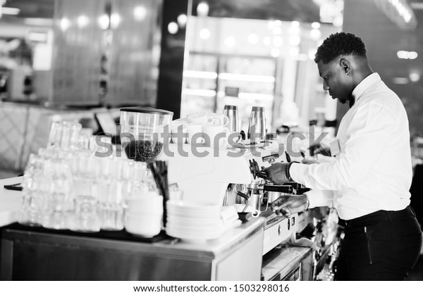 African American Bartender Barista Bar Preparing Stock Photo 1503298016