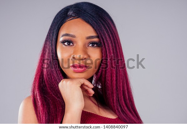 African American Beautiful Woman Creative Hair Stock Photo Edit