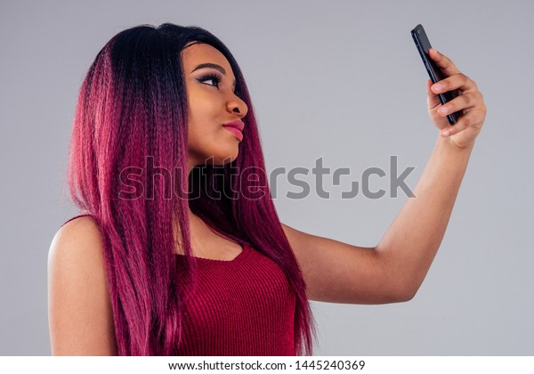 African American Beautiful Woman Creative Hair Stock Photo Edit