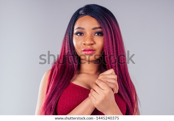 African American Beautiful Woman Creative Hair Stock Photo Edit