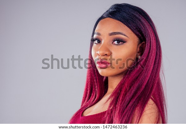 African American Beautiful Woman Creative Hair Stock Photo Edit