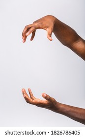African american black man hand hanging something blank isolated on a white background. Close-up. - Shutterstock ID 1826786405