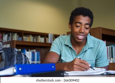 African American boy doing homework