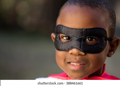 African American boy dressed up like a super hero - Powered by Shutterstock
