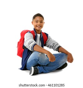 African American Boy, Isolated On White