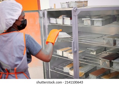 African American Bread Baker Baking Bread At Her Black Owned Business