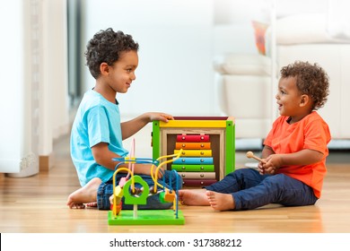 African American Brothers Child Playing Together