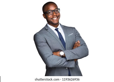 African American Business Man With Fun Cheerful Smiling Laughing Candid Warm Happy Expression On White