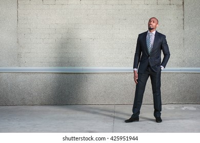 African American Business Man Standing With A Serious Face