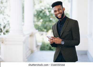 African American Business Man Talking On The Phone