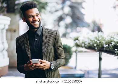 African American Business Man Talking On The Phone