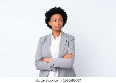 African American Business Woman Over Isolated White Background Thinking An Idea