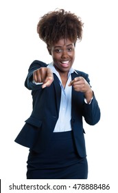 African American Business Woman Pointing At Camera