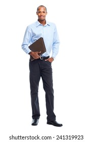 African American Businessman isolated white background. Student