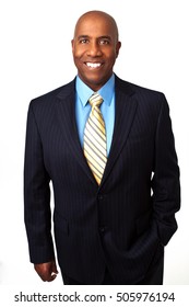 African American businessman smiling.