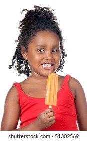 African American Child Girl Eating Ice Cream