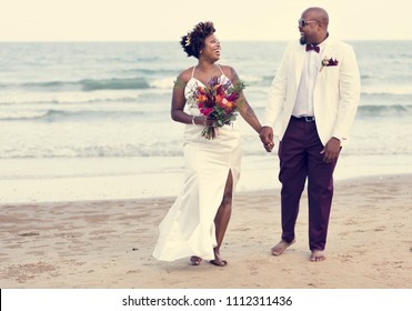 African American Couple Wedding Day