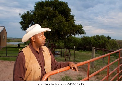 African American Cowboy Looking Away.