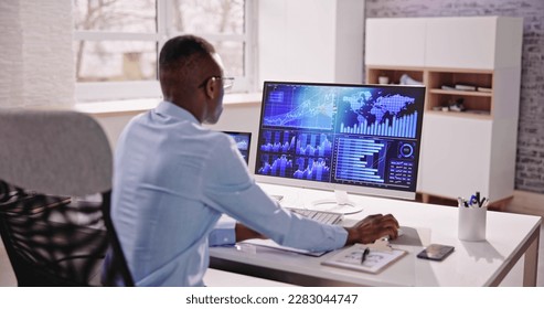 African American Data Analyst Using Data Analytics KPI Dashboard - Powered by Shutterstock - Get 15% off with code: PIKWIZARD15