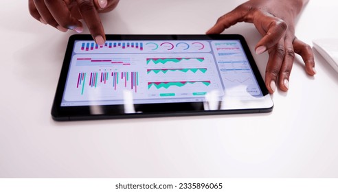 African American Data Analyst Using Data Analytics KPI Dashboard