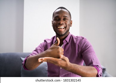 African American Deaf Man Using Sign Language