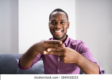 African American Deaf Man Using Sign Language