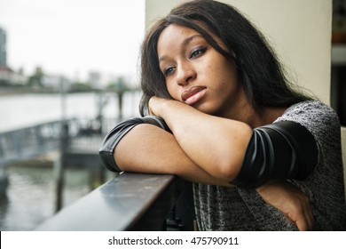 African American Depressive Sad Broken Heart Concept