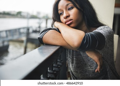 African American Depressive Sad Broken Heart Concept