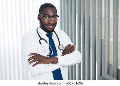 African American Doctor Facing Camera