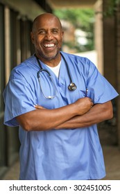 African American Doctor On The Phone