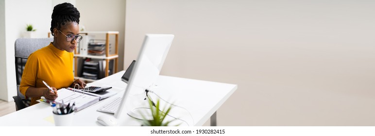 African American Executive Manager Accountant Using Computer