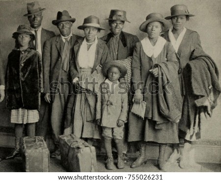 African American extended family arriving in Chicago from the rural South, ca. 1920.
