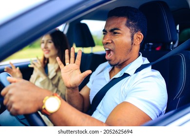 African American Family Listening A Music In Car And Singing