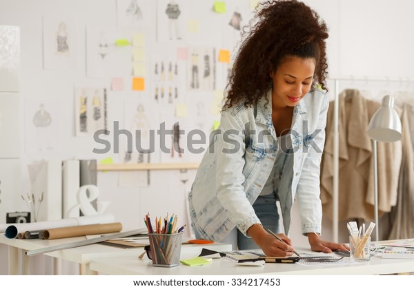 African American Fashion Designer Working Atelier Stock Photo 334217453 ...