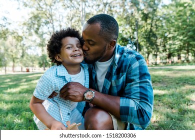 African American Father Kissing Cheek Happy Stock Photo 1518200306 ...