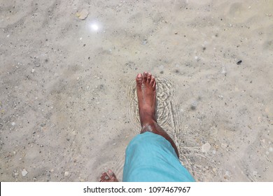 African American Feet In The Sand In Pensacola Beach Florida USA