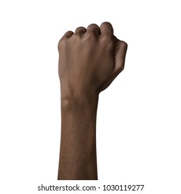 African american female black hand fist gesture black power sign racism isolated on white background