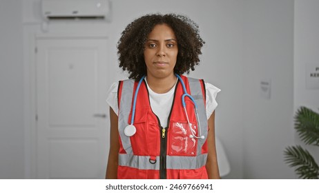 African american female paramedic standing indoors - Powered by Shutterstock