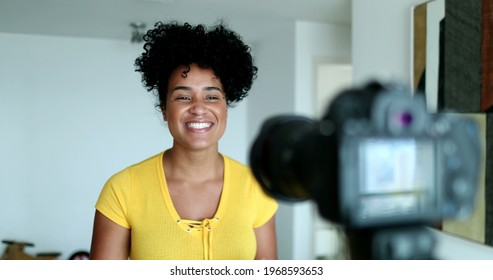 African American Female Vlogger Speaking Social Stock Photo 1968593653 ...