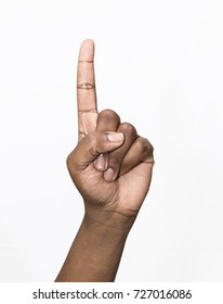 African american finger point up