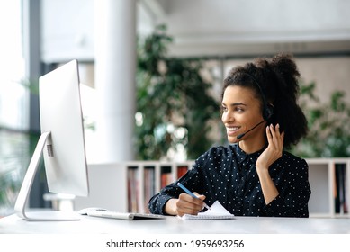 African American Friendly Young Woman Headset Stock Photo 1959693256 ...