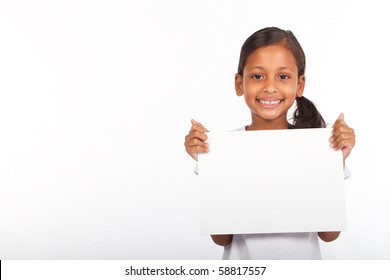 african american girl holding white board