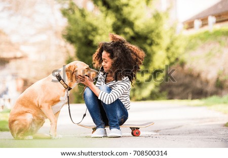 Foto Bild Hübscher schwarzer Hund mit brauner Zeichnung schaut zur Seite