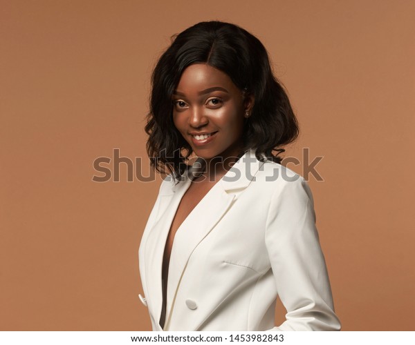 African American Girl White Suit Wavy Stock Photo Edit Now