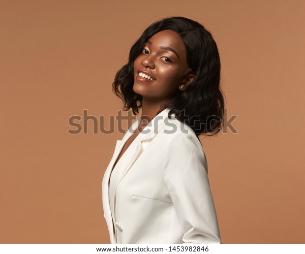 African American Girl White Suit Wavy Stock Photo Edit Now