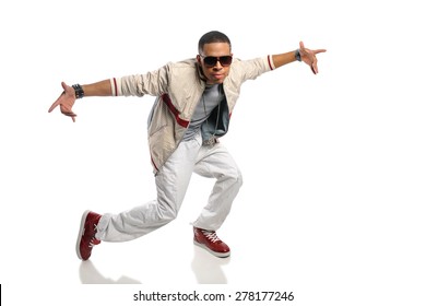 African American Hip Hop Dancer Isolated Over White Background