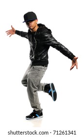 African American Hip Hop Dancer Isolated Over White Background